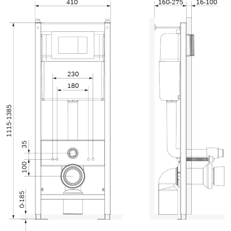 Монтажный элемент для подвесного унитаза, 1115 мм Damixa DX00.I011.0151