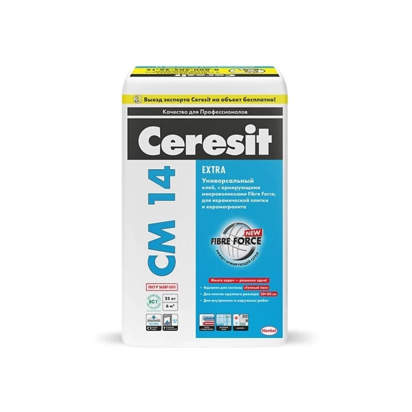 Клей Ceresit CM14/5кг Плиточный клей для керамогранита, РФ ZRST895