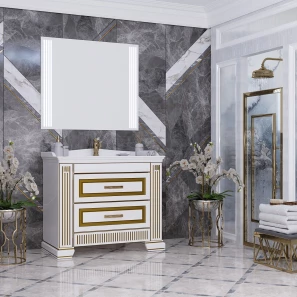 Изображение товара комплект мебели белый золотая патина 100 см opadiris оникс
