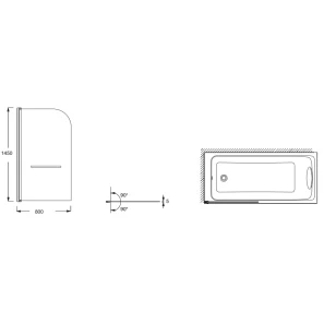 Изображение товара шторка для ванны 80 см jacob delafon odeon-up e4932-bl прозрачное