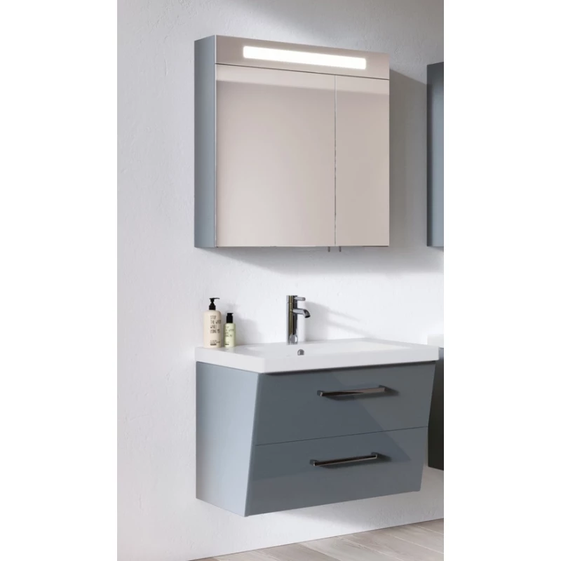 Зеркальный шкаф 75x75 см серый цемент глянец Verona Susan SU602LG29