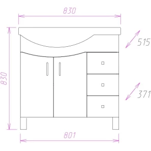 Изображение товара комплект мебели белый глянец 83 см onika эльбрус 108202 + 1wh110228 + 208022
