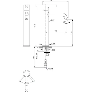 Изображение товара смеситель для раковины без донного клапана ideal standard joy bc782a2