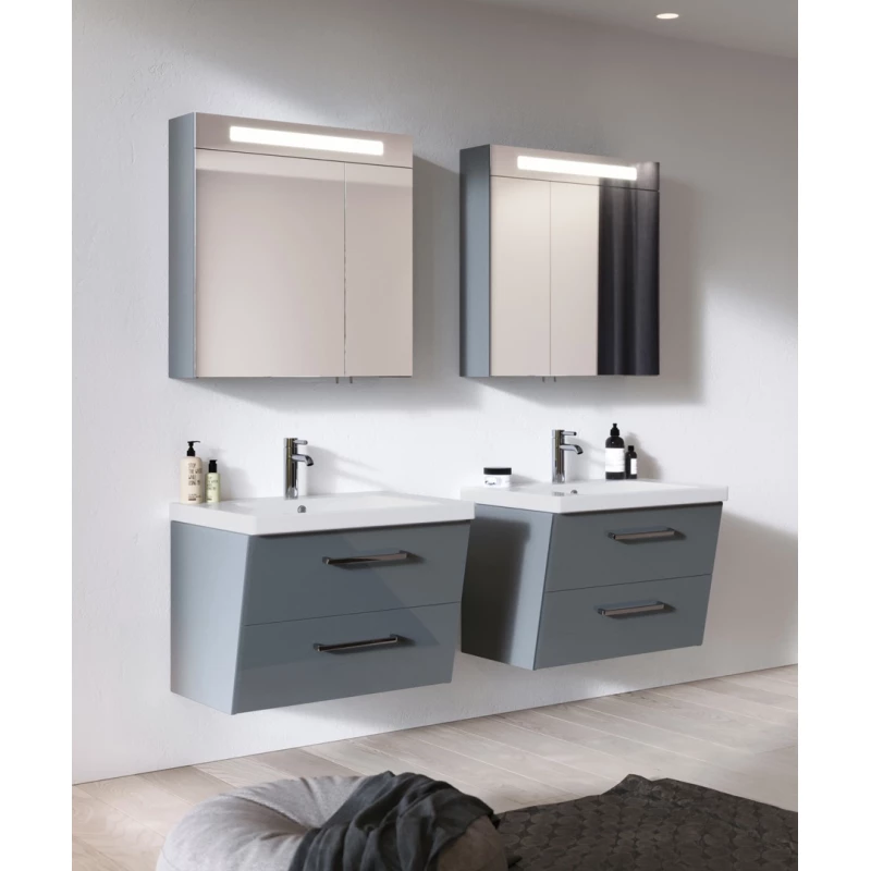 Зеркальный шкаф 75x75 см светло-серый глянец Verona Susan SU602LG21