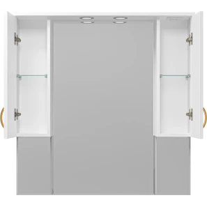 Изображение товара зеркальный шкаф 98,1x100 см белый матовый misty амбра п-амб02100-0122я