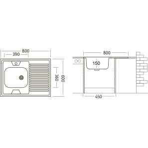 Изображение товара кухонная мойка матовая сталь ukinox стандарт std800.600 ---4c 0l-