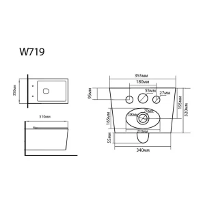 Изображение товара подвесной безободковый унитаз с сиденьем микролифт black & white 719w00