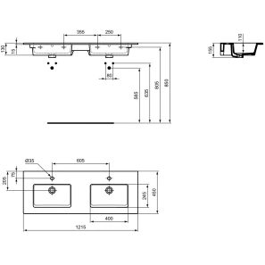 Изображение товара раковина 121,5x45,5 см ideal standard tempo vanity e053401