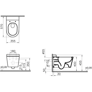 Изображение товара подвесной безободковый унитаз с функцией биде с сиденьем микролифт vitra nest 5176b003-6233